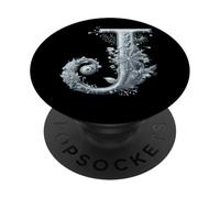 Cristal de Glace J avec Motif Flocons de Neige PopSockets PopGrip Adhésif