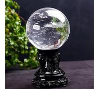 cristal de guérison Sphère blanche Sphère Sphère Schées et minéraux Cristaux de quartz Gemstone Ball Fine Feng Shui Home Décoration (Color : Sphere and Base, Size : 80-90mm)
