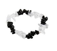 Cristal de roche + bracelet éclatant de tourmaline noire | Bracelet de protection Spirituelle, Pierre Précieuse Naturelle, Design Élégant et Extensible, 19 cm, Idéal pour Harmonisation Énergétique