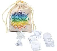 Cristal de roche géométrie sacrée set de 7 pièces -- ±6,7x9cm