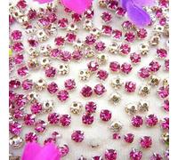Cristal de verre coloré serti de griffe en argent 3mm 4mm 5mm 6mm 7mm 8mm belles couleurs coudre sur des sacs de perles de strass robe de mariée bricolage-A20