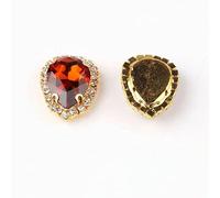 Cristal de verre en forme de goutte d'eau avec chaîne en strass dans des montures de griffes en métal doré Perles à coudre garniture bricolage-A19 Couleur thé-7x10mm 20 pièces
