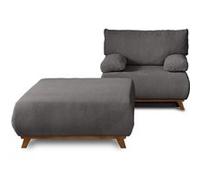 Cristal - fauteuil - convertible avec coffre et grand pouf - en velours texturé