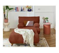 Best mobilier – Fauteuil convertible Cristal – coffre, grand pouf, velours texturé – Terracotta