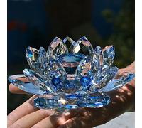 Bouquet de fleurs de lotus en cristal - Grande taille - Artisanat - Décoration pour la maison - De toutes les couleurs - Cadeau pour un anniversaire, un mariage, Verre cristal, bleu