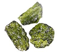 Cristal Moldavite | 3 pièces cristal Moldavite 1-3g météorite tchèque verte pendentif en pierre irrégulière artificielle pour la fabrication de bijoux, style de pierre aléatoire