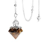Cristal Naturel Brut Pendentif Pyramide orgonite en Pierre de Cristal Naturel chaîne Pendentif en Pierre précieuse Naturelle for Bijoux amulette (Color : Tigers Eye, Size : One Size)