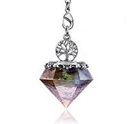 Cristal Naturel Brut Pendentif Pyramide orgonite en Pierre de Cristal Naturel chaîne Pendentif en Pierre précieuse Naturelle for Bijoux amulette (Color : Colorful Fluorite, Size : One Size)
