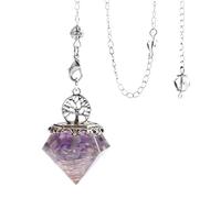 Cristal Naturel Brut Pendentif Pyramide orgonite en Pierre de Cristal Naturel chaîne Pendentif en Pierre précieuse Naturelle for Bijoux amulette (Color : Amethyst, Size : One Size)