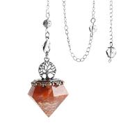 Cristal Naturel Brut Pendentif Pyramide orgonite en Pierre de Cristal Naturel chaîne Pendentif en Pierre précieuse Naturelle for Bijoux amulette (Color : Carnelian, Size : One Size)