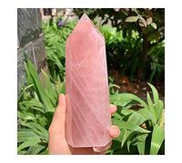 Cristal naturel pierre de Quartz Rose cristal sculpture cristal obélisque décor spécimen (Size : 500g)