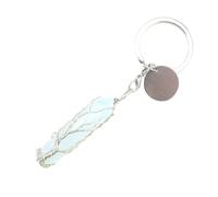 Cristal Naturel Rose Cristal Vert Dongling Porte-Clés, Pierre Précieuse Hexagonale Prisme Pendentif Voiture Porte-Clés Pour Femmes Filles Sac Décor, Porte-Clés, Porte-Clés, Opale, 50 Mm