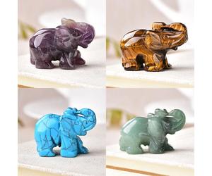 Cristal naturel Rose Quartz éléphant améthyste obsidienne animaux pierre artisanat petite décoration décor à la maison cadeau de noël 1 pièce African stone
