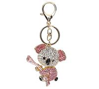 Cristal Nouveauté Animal Porte-clés, Porte-clés Koala Ours Alliage Strass Or Cristal Pendentif En Métal Petit Cadeau (Rose)
