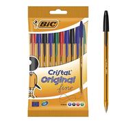 BIC Stylos-bille Cristal Original Pointe fine (0,8 mm) Couleurs assorties 50 g