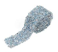 Cristal Ruban, Rouleau De Maille De Diamant De 30mm pour Robes De Bal Ceinture Applique Pince À Cheveux Collier De Noce Décoration 1 Yard[Light blue]Rubans