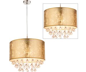 Cristal suspendu luminaire textile pendule chambre éclairage plafonnier or globo 15187H3