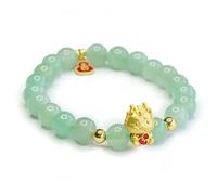 cristalen Vert Aventurine Gold Dragon WU Lou Charme Zodiaque Animal Talisman pour 2025 an de Dragon Perle Jade Bangle Chakra gemmestones prospérité Paix Money longévité / 2168 Bangle