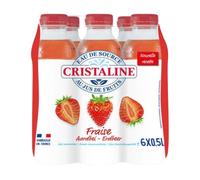 Cristaline Eau de source plate aromatisée au jus Fraise - 6 x 50 cl