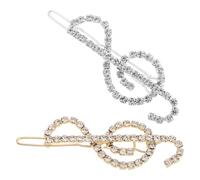Cristaux Barrettes Cheveux Lot de 2 Métal, Note Musique, Femme | Alliage et Cristaux, Style Vintage, Usage Fête et Mariage, Peut Servir de Broche ou Pince Cravate