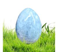 Cristaux Bleus | Œuf Poli en Cyanite Bleue, Pierre d'inquiétude de Poche, Sculpture de sphère décorative pour méditation, équilibre Reiki