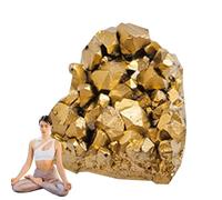 Cristaux Bruts, Grappe De Cristaux - Pierre D'Or Électrolytique,Échantillon De Minéral, Grappe De Pierres Précieuses Brutes De Naturel Pour L'Artisanat De Déco