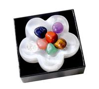 Cristaux burattates,Pierres ravagées, Roches Et Cristaux Irréguliers Avec Bol De Prunes, Pièce maîtresse décorative de table décorative avec des roches naturelles tombées en 7 couleurs pour la