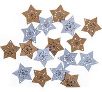 Cristaux de bois autocollants étoiles 16pcs