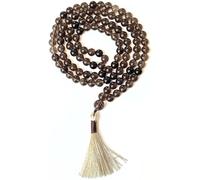 Cristaux de guérison Chapelet en gemaltique 8 mm Jap Mala 108 perles fait à la main pour prières hindoues et chrétiennes (fumée)