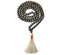 Cristaux de guérison Chapelet en gemaltique de 8 mm - 108 perles - Fait à la main - Pour prières hindoues et chrétiennes (pyrite)