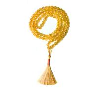 Cristaux de guérison Collier Mala Jap Mala à facettes avec 108 perles de 6 mm environ pour la méditation, la prière, le yoga, le Reiki et le chapelet (Citrine)