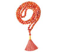 Cristaux de guérison Collier Mala Jap Mala avec 108 perles à facettes de 6 mm environ pour la méditation, la prière, le yoga, le Reiki et le chapelet (cornaline rouge)