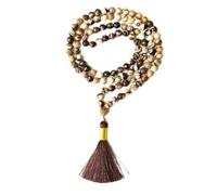 Cristaux de guérison Collier Mala Jap Mala avec 108 perles à facettes de 6 mm environ pour la méditation, la prière, le yoga, le Reiki et le chapelet (jaspe zébré africain)