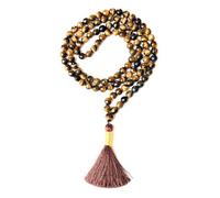 Cristaux de guérison Collier Mala Jap Mala avec 108 perles à facettes de 6 mm environ pour la méditation, la prière, le yoga, le Reiki et le chapelet (œil de tigre)