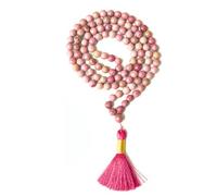 Cristaux de guérison Collier Mala Jap Mala avec 108 perles de 6 mm à facettes - Pour méditation, prière, yoga, Reiki et chapelet (rhodochrosite)