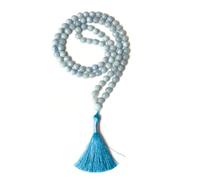 Cristaux de guérison Collier Mala Jap Mala avec 108 perles de 6 mm à facettes - Pour méditation, prière, yoga, Reiki et chapelet (aigue-marine)