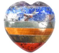 Cristaux de Guérison Naturels,Guador 7 Chakra Pierre Precieuse Cristal Thérapeutique de Lithothérapie Pierre de Guérison de Sept Couleurs Pierre de L'anxiété Pierre de Guérison(Forme de coeur)