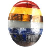 Cristaux de Guérison Naturels,Guador 7 Chakra Pierre Precieuse Cristal Thérapeutique de Lithothérapie Pierre de Guérison de Sept Couleurs Pierre de L'anxiété Pierre de Guérison(Ellipse)
