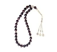 Cristaux de guérison Tasbeeh Lot de 33 perles en gemaltique avec breloque en métal pour prière et méditation Grenat 12 mm