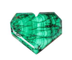 Cristaux de malachite - Disque de cœur naturel brut, pierre de