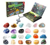 Cristaux et Pierres Précieuses, National Geographic Kit Calendrier de l'Avent 2025 Pierres Precieuses Pour Enfants, 24 Géodes et Fossiles Naturels, Ensemble de Cristaux de roche