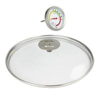 Cristel - Couvercle en verre 24 cm platine avec thermomètre de cuisson basse température - CRISTEL