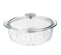 Cuit-vapeur en verre avec couvercle - Diamètre: 24 cm