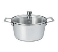 Cristel | Faitout En Inox Brossé Avec Anses Fixes Polies Et Couvercle En Verre Bombé 18cm