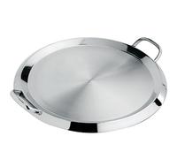 Grill Plancha rond à poignées Inox 34 cm