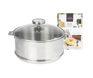 Cristel - Kit biome 24 cm cuisson saine- Elément cuit vapeur + Couvercle + Thermomètre + Livres de recettes - Vendu sans la cuve et les anses - CRISTEL