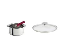 Cristel - S3CQ - Série de 3 Casseroles 16-18-20 cm sans poignée amovible- Collection Mutine & K18P-Couvercle en verre bombé - Platine