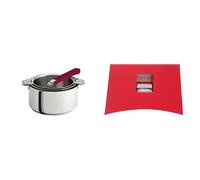 Cristel - S3CQ - Série de 3 Casseroles 16-18-20 cm sans poignée amovible- Collection Mutine & PLMAF-Anse - Mutine Amovible, Rouge Framboise