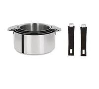Cristel S4Cman Serie 4 Casseroles Amovibles 14 a 20 Cm + 2 Poignees Mutine Noires