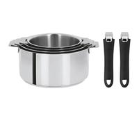 Série de 4 casseroles Mutine + 2 poignées amovibles - Couleur de la poignée: Noire